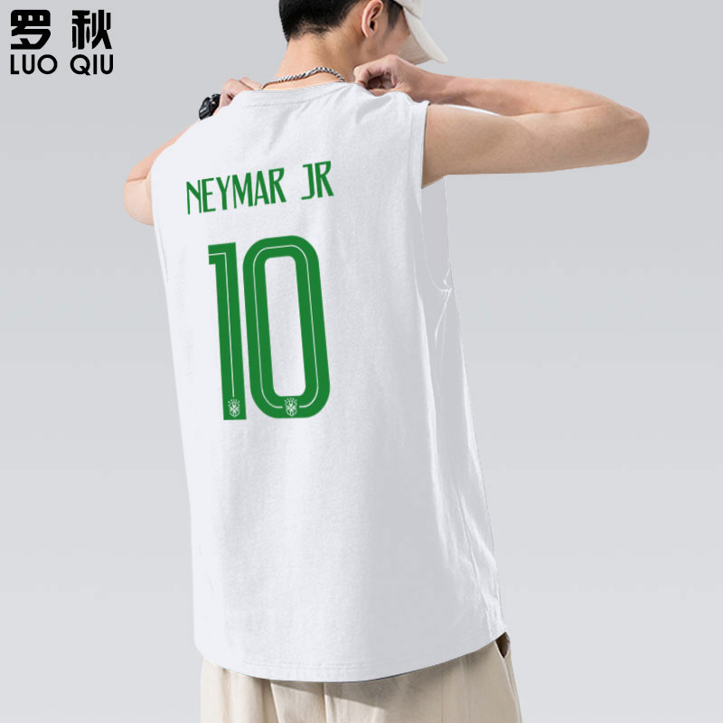2021巴西队国家队美洲杯足球迷服内马尔无袖t恤衫男士纯棉背心夏