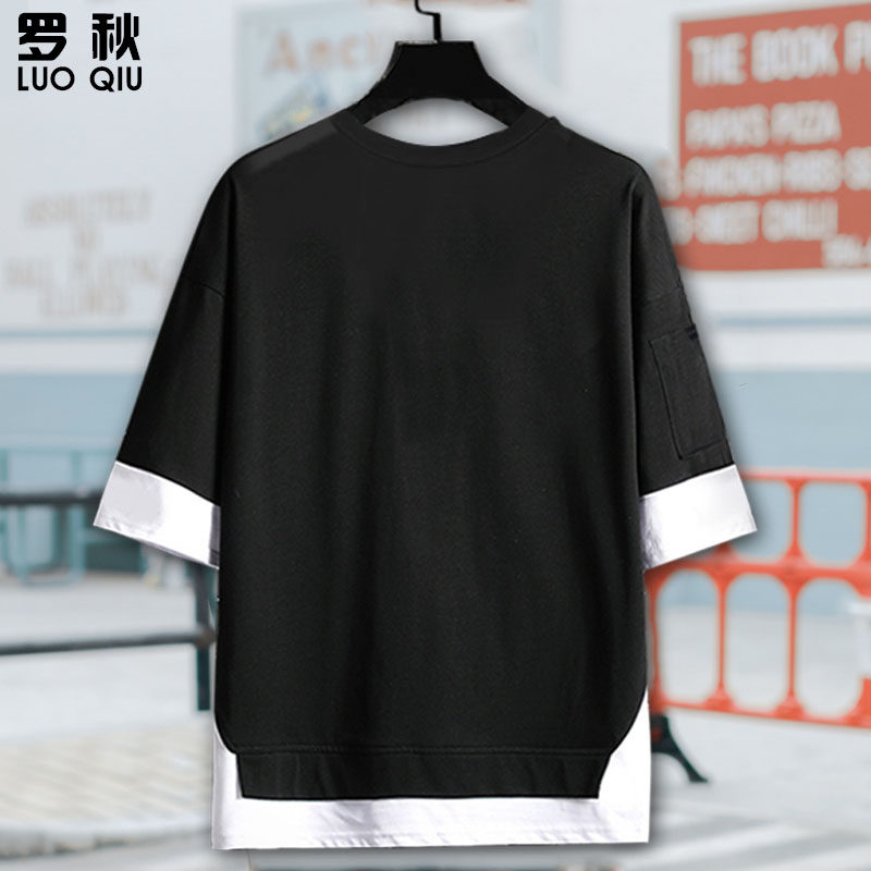 假两件短袖t恤衫男中袖 罗秋T恤