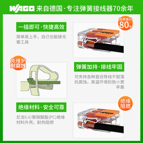 德国wago万可221-412（10只装）接线端子连接器电线快速分线并线 - 图1