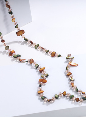 爆款天然贝壳项链饰品毛衣链民族风甜美彩色长款耳环制定