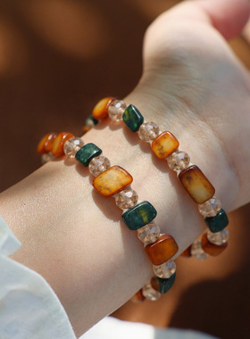 夏季彩色多巴胺贝壳手链简约清新百搭弹力绳款手串新款不掉色原创