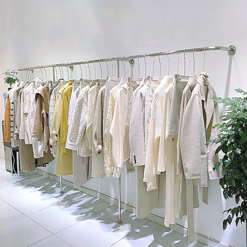 不锈钢银色衣架服装店上墙壁挂展示架侧挂陈列货架女装墙上挂衣架 - 图0