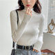 2023 autumn and winter sweet inside with a sweater thickened half -high -neck to beat the bottom shirt, foreign wood ear ear women's top