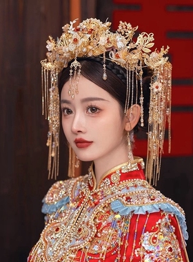 传统中式古装新娘秀禾龙凤褂头饰