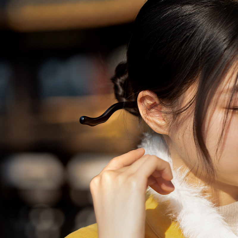 加长发簪古风黑檀木发zhan簪女新中式古典木簪子加长款国风簪子 - 图1