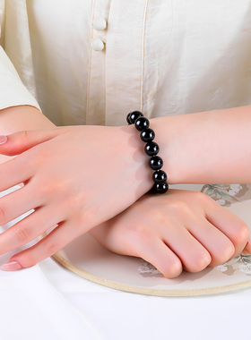 黑玛瑙水晶玉髓手串男女款手链