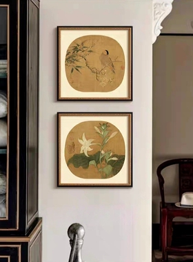 《玉簪》法式中国风客厅装饰画新中式复古挂画卧室书房走廊花鸟画