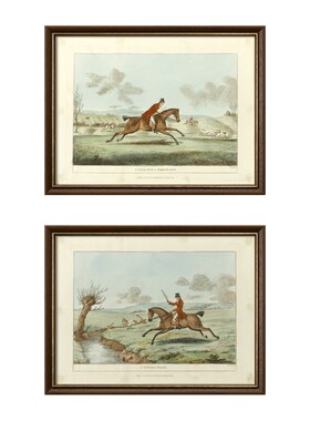 骑马版画法式中古vintage西洋版画复古风格北欧沙发背景墙 组合画