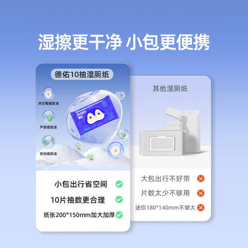 德佑迷你湿厕纸便携小包洁厕湿巾女士专用如厕湿厕巾擦屁屁随身装 - 图0