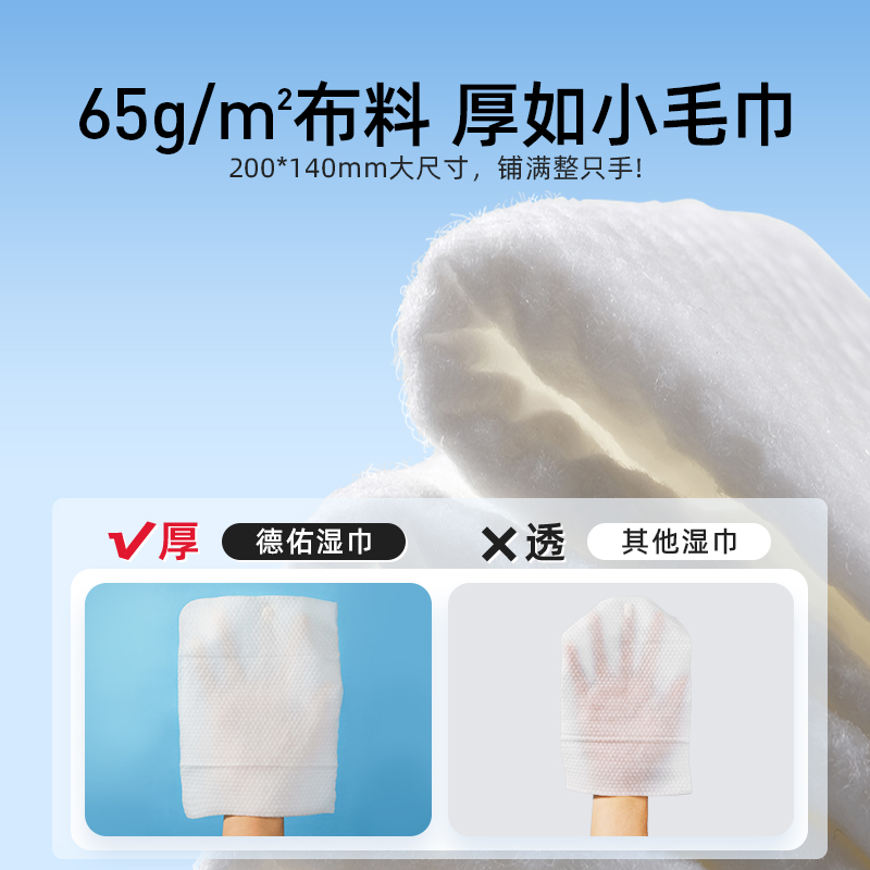 【天猫U先】德佑纯水湿巾纸婴儿成人家庭用实惠大包装加厚80抽 - 图2