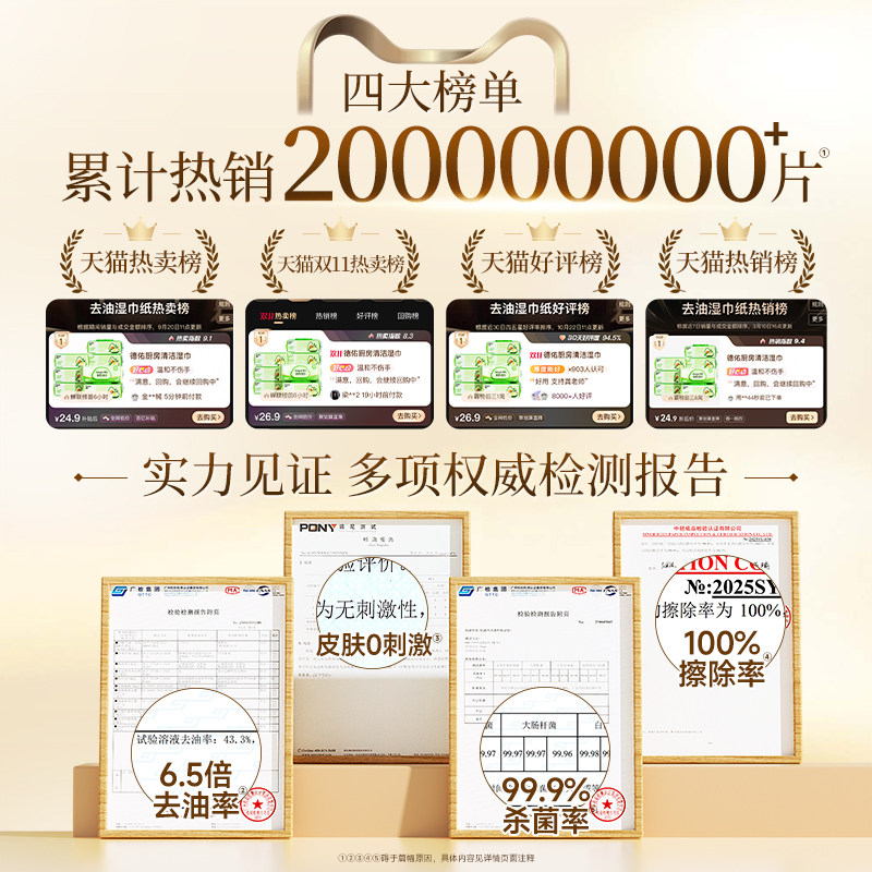 德佑厨房湿巾强力去污杀菌家用油烟机清洁专用抹布湿巾纸加大加厚