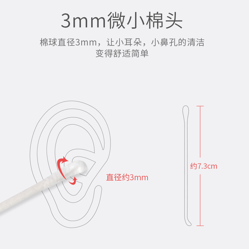 德佑旗舰店德佑化妆清洁棉签超细双头掏耳棉卸妆棉球棒纸轴棉花棒    1000支1