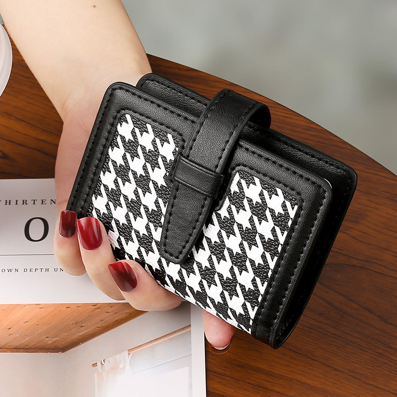 新款千鸟格卡包女小巧超薄零钱包 werllands路勋箱包卡包