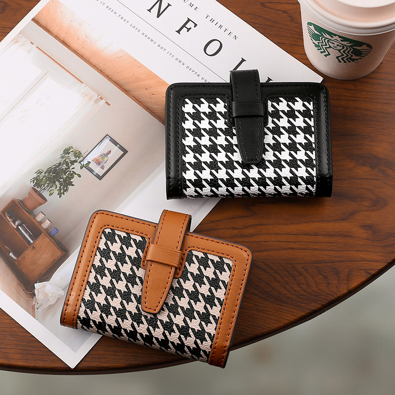 新款千鸟格卡包女小巧超薄零钱包 werllands路勋箱包卡包