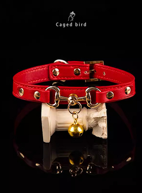 Puppy铃铛牛皮项圈choker颈圈女m脖圈颈饰k9情侣颈带可刻字定制