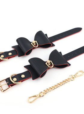 蝴蝶结项圈女项链手链手环皮质choker复古颈环亚文化小狗链牵引绳