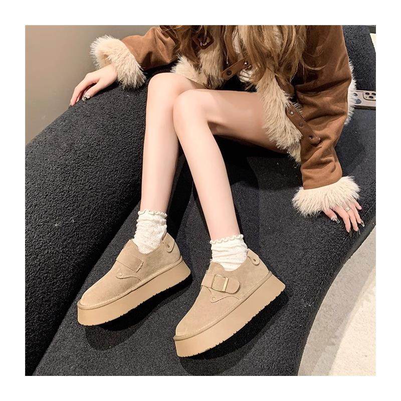 厚底加绒豆豆勃肯鞋女2025年新款春季毛毛乐福鞋博肯棉鞋子雪地靴,淘宝优惠券,粉丝福利购,淘宝优惠卷