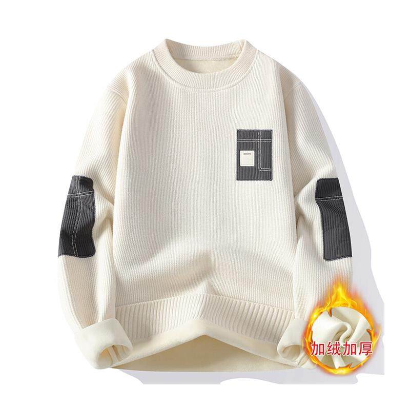 一体绒毛衣男秋冬款加绒加厚假两件长袖衣服潮牌衬衫领打底针织衫,淘宝优惠券,粉丝福利购,淘宝优惠卷