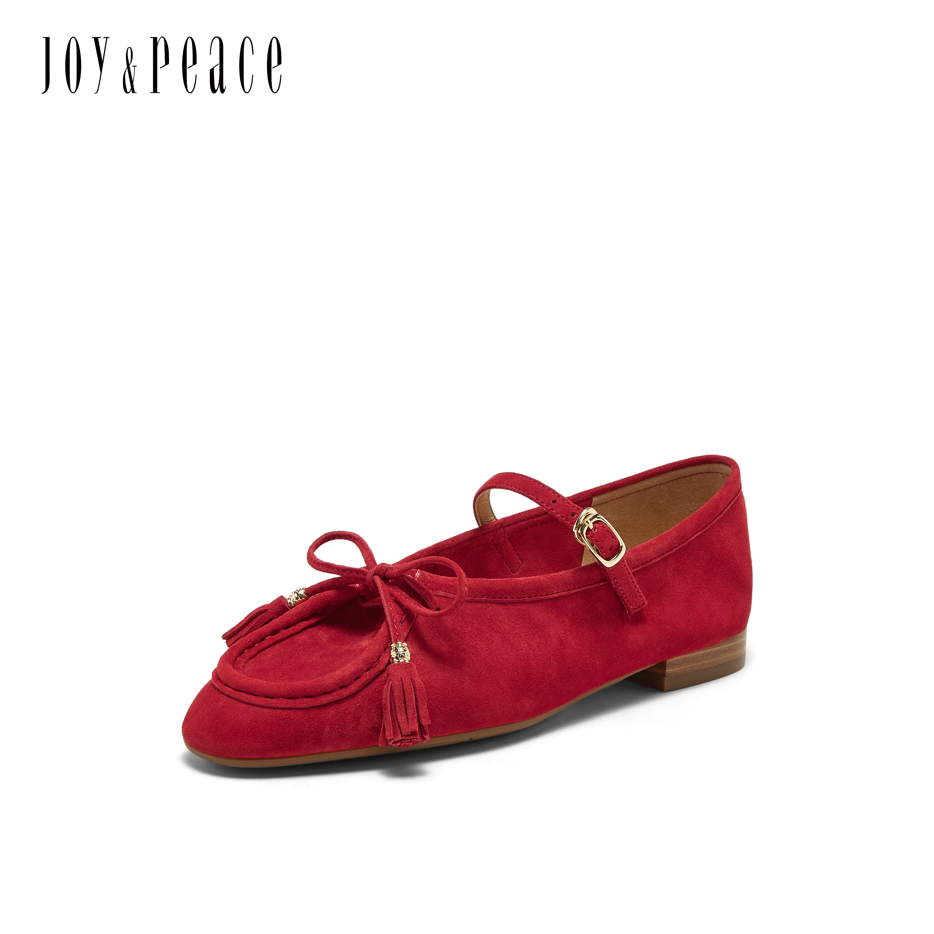 真美诗2026春新款羊皮绒面流苏蝴蝶结平底单鞋玛丽珍鞋女YOK89AQ6,淘宝优惠券,粉丝福利购,淘宝优惠卷