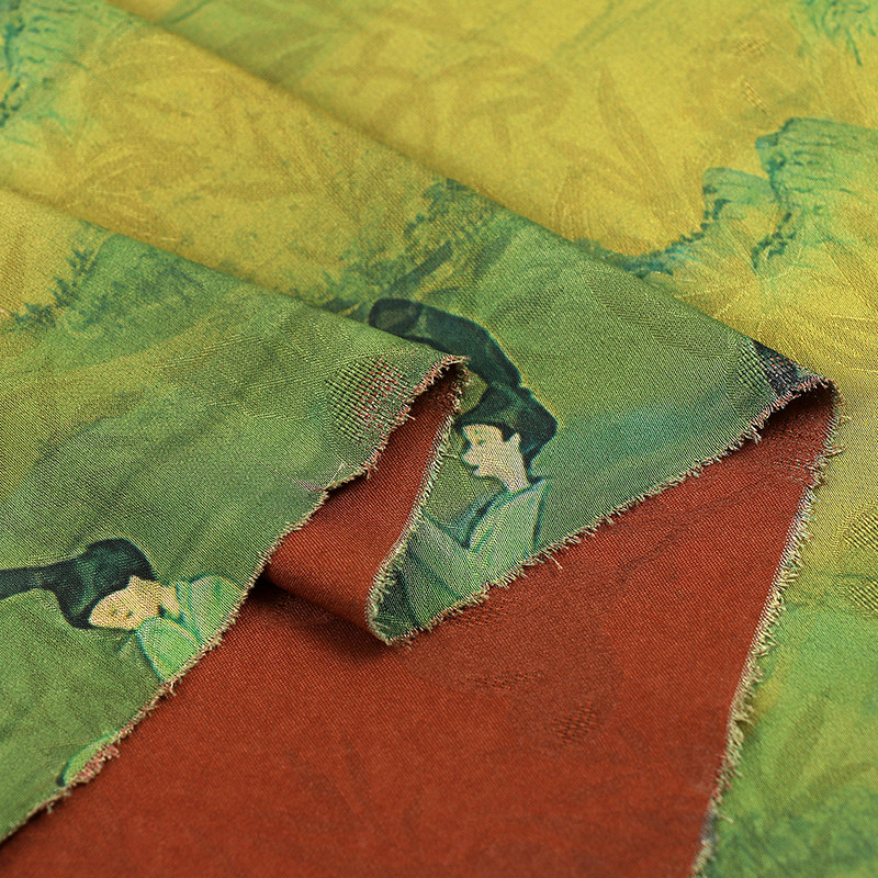 红云纱花萝印花面料 旗袍连衣裙包包手工DIY布料 只此青绿印花布,淘宝优惠券,粉丝福利购,淘宝优惠卷