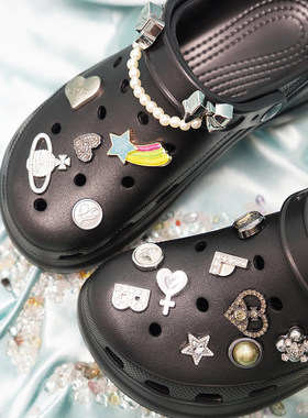 适用crocs失落土星繁星金属鞋花