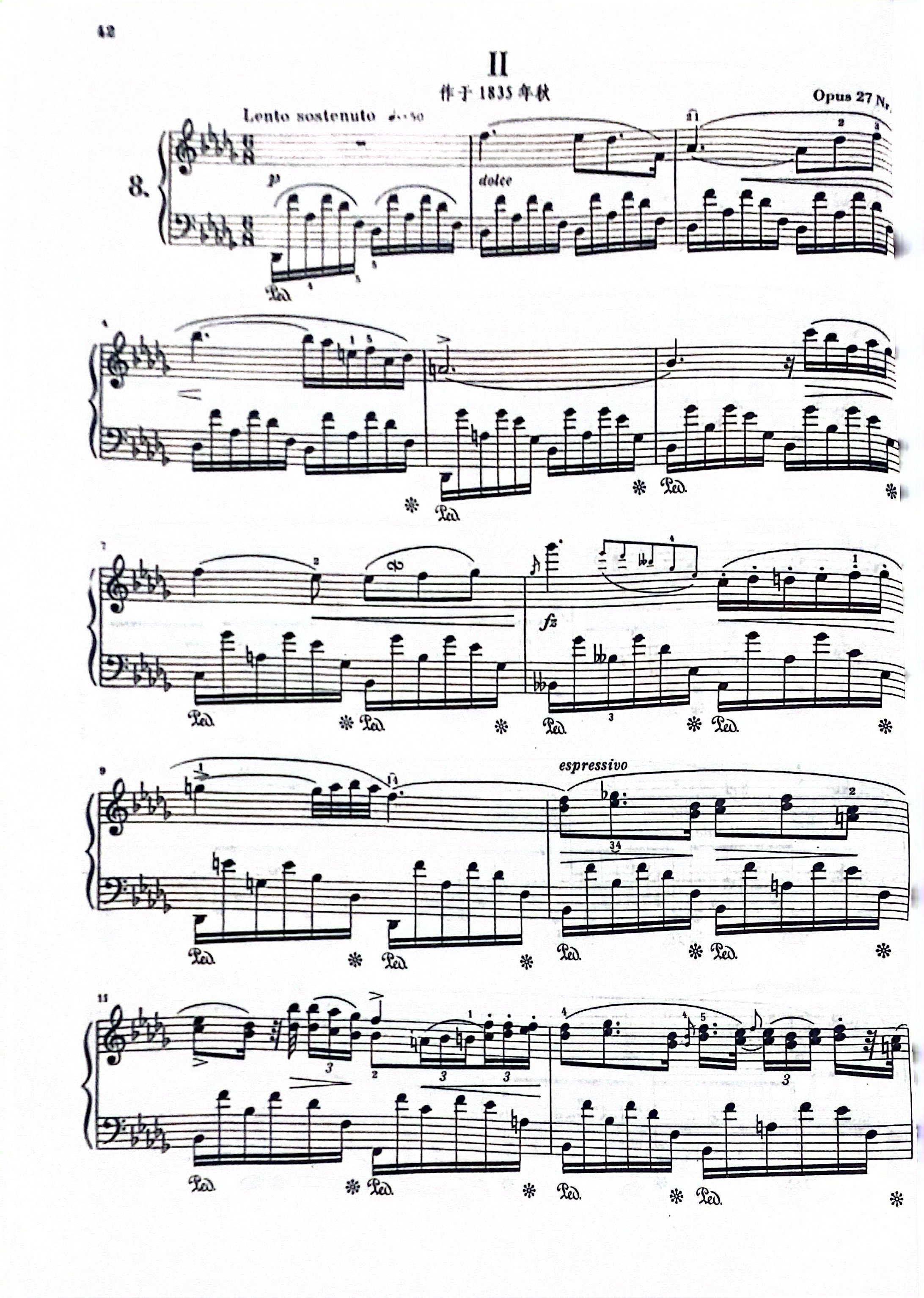 肖邦夜曲两首Opus27.Nr.12升c小调降D大调 - 图0