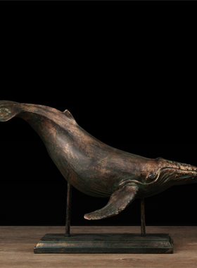 鲨鱼客厅玄关样板房会所软装仿铜