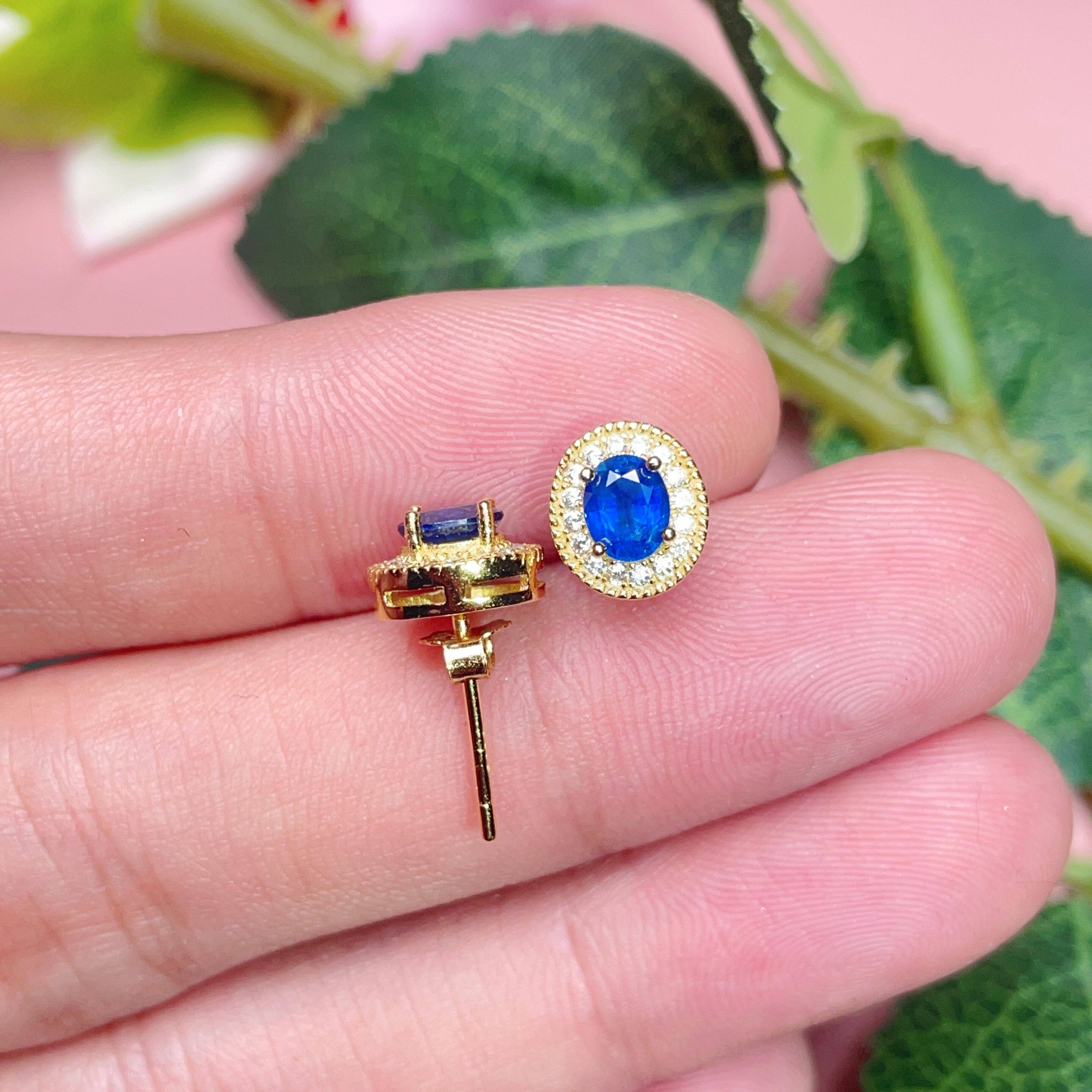 瑞耀珠宝 天然皇家蓝耳钉女925银定制金彩宝精镶嵌轻奢生日送女友,淘宝优惠券,粉丝福利购,淘宝优惠卷