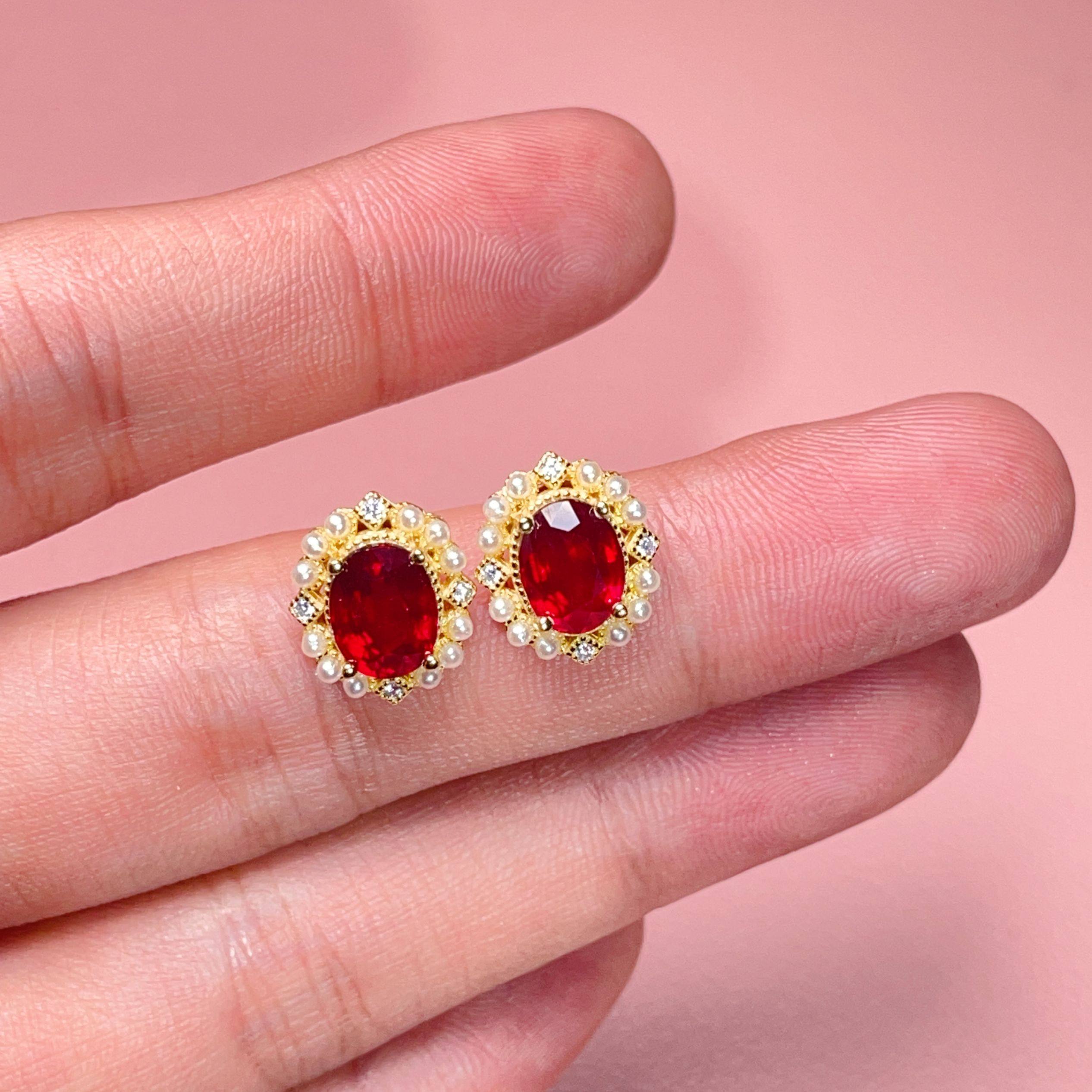 瑞耀珠宝 925银天然鸽血红宝石耳钉女精致线戒镶嵌彩宝裸石可定制,淘宝优惠券,粉丝福利购,淘宝优惠卷