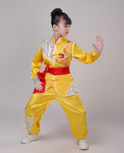 儿童武术服表演服少儿功夫太极服打鼓舞服中小学生练功服时尚复古-图2