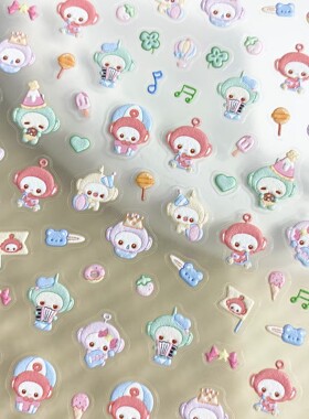 可爱幼稚风天线宝宝美甲贴纸