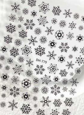 烫金银色圣诞雪花美甲贴纸