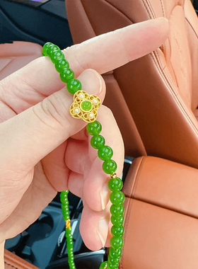 项链新中式祖母绿珠子葫芦款项链毛衣爆款芦廷风镶钻葫吊坠