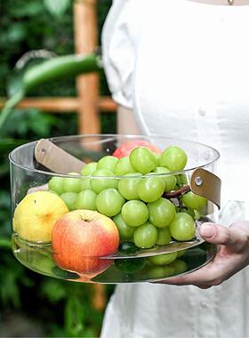 果篮装水果送礼透明果盘家用新款客厅茶几轻奢摆件塑料零食水果盘