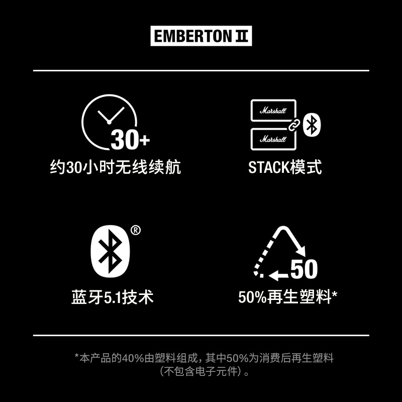 MARSHALL EMBERTON II限定版无线蓝牙音响户外防水便携小音箱 - 图3