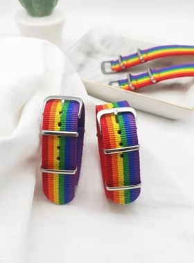 六色彩虹手链无中性帆布无