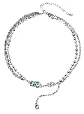 月光石双层叠戴流苏吊坠项链轻奢个性ins设计高级感金属链条饰品