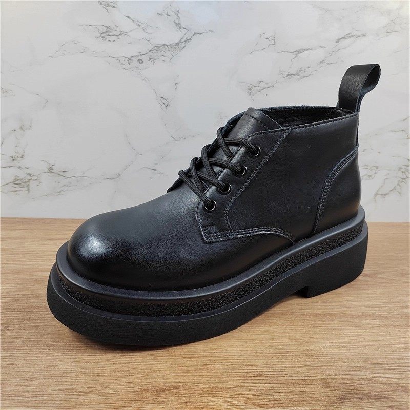 厚底真皮马丁靴女40码女靴2025新款英伦风系带小个子松糕底短靴子,淘宝优惠券,粉丝福利购,淘宝优惠卷