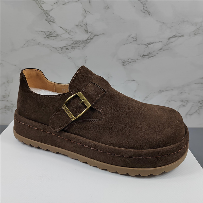 品牌撤柜磨砂牛皮厚底勃肯鞋女2025秋冬新款复古搭扣一脚蹬单鞋潮,淘宝优惠券,粉丝福利购,淘宝优惠卷