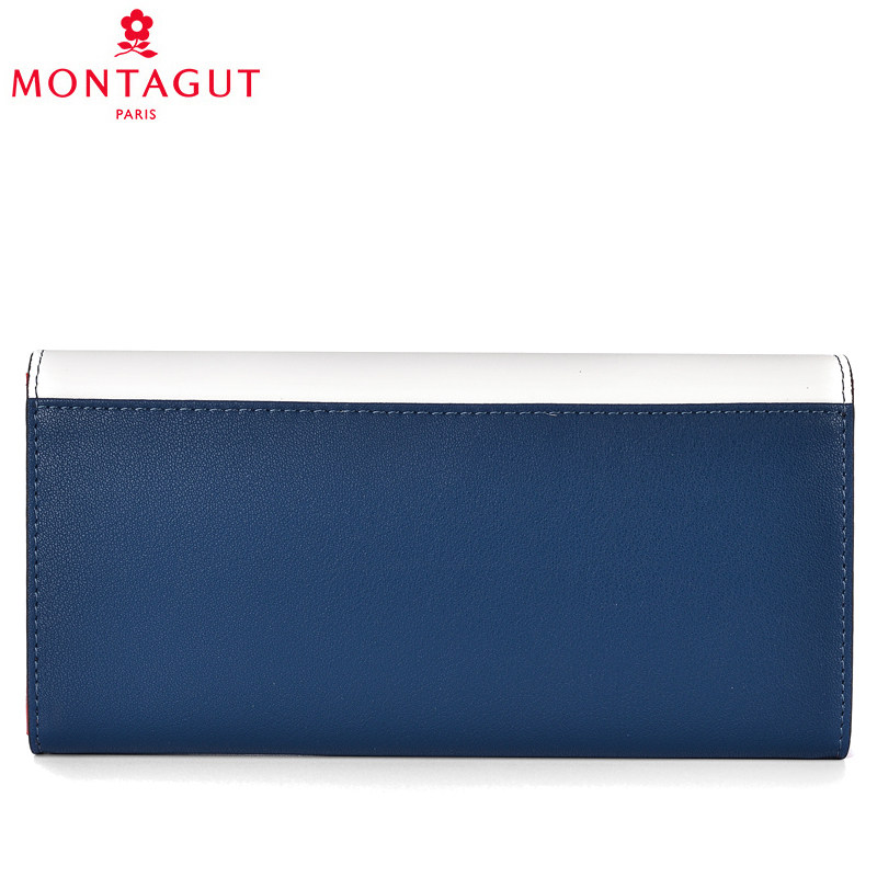 梦特娇女长款2020新款牛皮撞色钱包 montagut梦特娇宾莱钱包