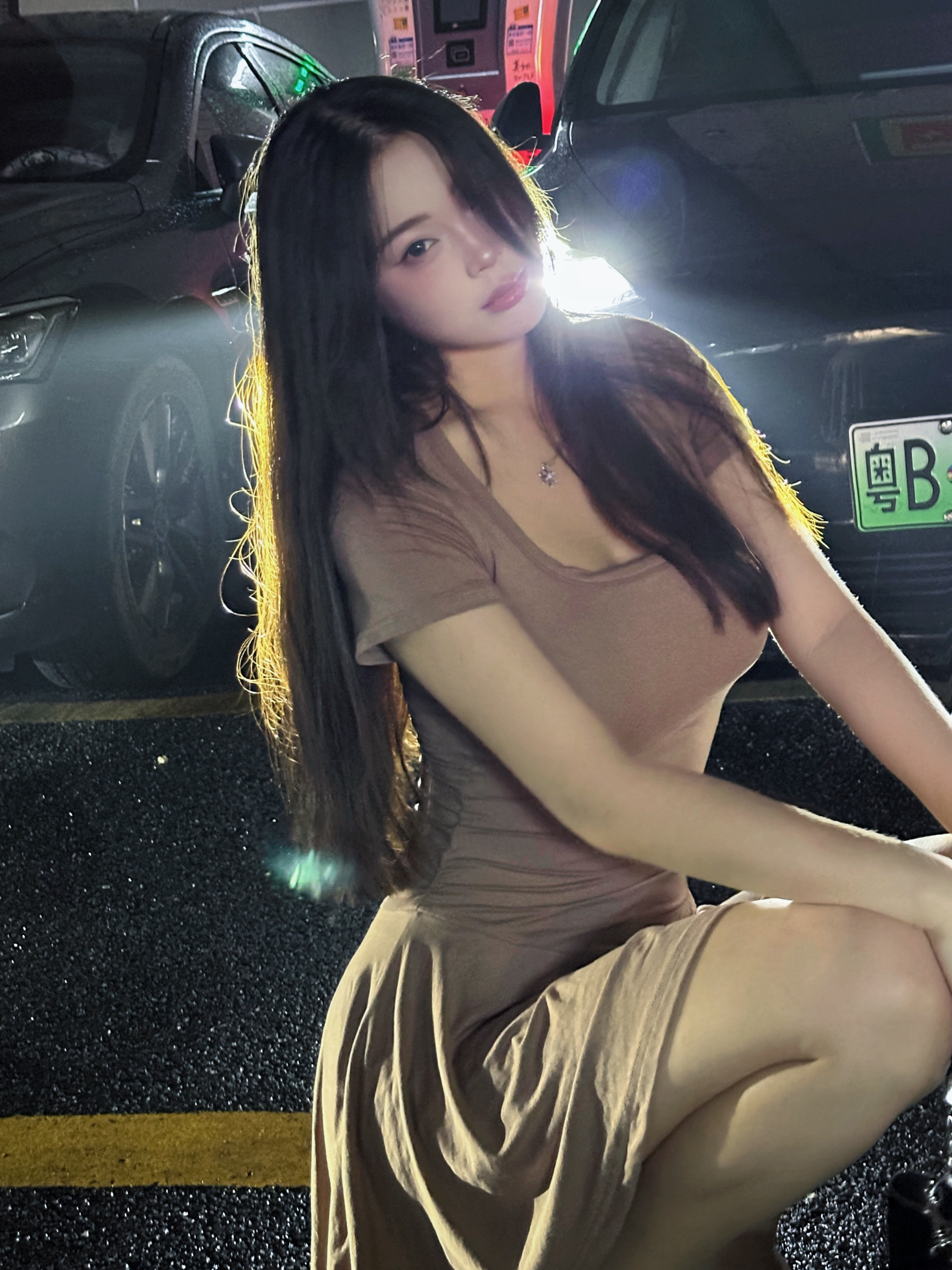 火华家林南学姐原创纯欲休闲风显瘦安全裤方领短袖大摆裙现货-图1