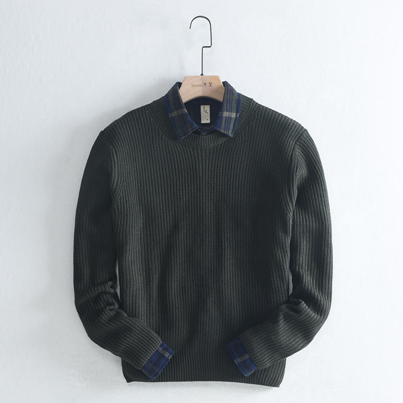 汉絮秋冬季外套男士圆领潮纯棉毛衣 汉絮针织衫/毛衣