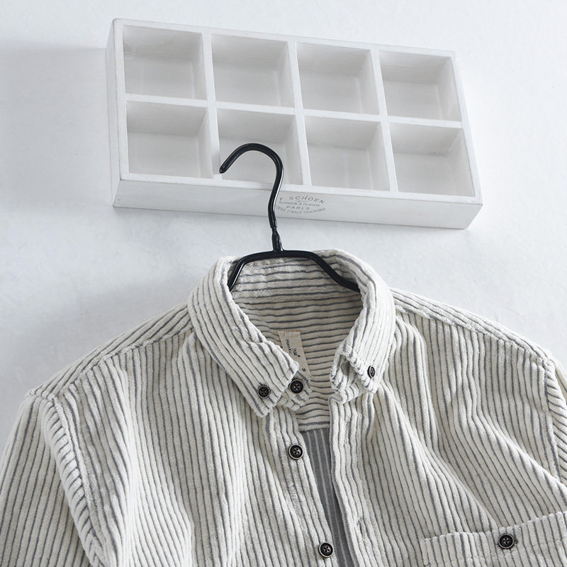 汉絮双色条纹灯芯绒男士微宽松衬衫 汉絮衬衫