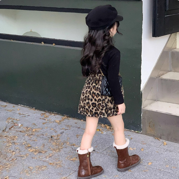 女童半身裙裤秋冬款儿童短款豹纹毛呢裙宝宝休闲韩版磨毛包臀裙潮,淘宝优惠券,粉丝福利购,淘宝优惠卷