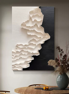 定制立体实物装置画样板间装饰画黑白手绘客厅玄关挂画餐厅画