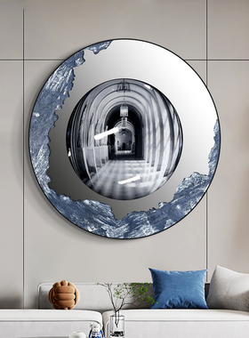 现代轻奢建筑玄关画手绘立体肌理餐厅装饰画圆形沙发背景挂画