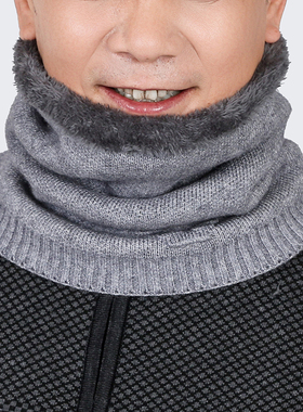 羊毛男士围巾保暖加绒加厚
