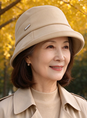 中老年女秋冬保暖渔夫帽显脸小