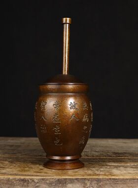铜特厚收藏华佗黄铜捣药罐缸捣药器纯铜中药捣药钵捣药臼捣药