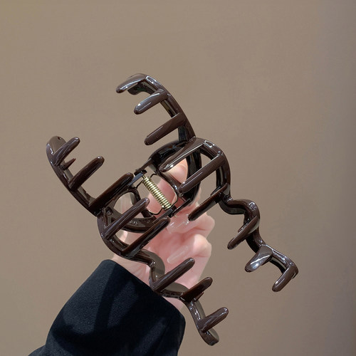 咖色波浪抓夹女2026新款高级感后脑勺盘发发夹大号发量多鲨鱼夹子 - 图3